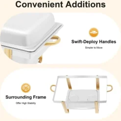 Allt-i-ett Chafing Dish För Buffé - Matvarmare - Rostfritt Stål - Med Lock - Justerbar Värmekontroll - Svart