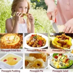 Ananasskärare, rostfritt stål, lätt att rengöra, BPA-fritt halkfritt handtag, fruktskärare för köksfruktringar
