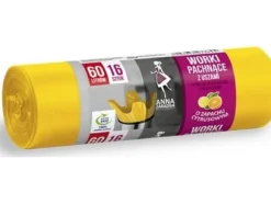 Anna Zaradna Garbage bags with ears ANNA ZARADNA, citrus fragrance, 60 l, 16 pcs, yellow