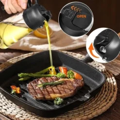 Auledio 470 ml Sprayflaska för Olja och Vinäger - 2-i-1 Oljesprayflaska för Matlagning, Grill och Bakning