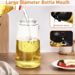 Auledio 470 ml Sprayflaska för Olja och Vinäger - 2-i-1 Oljesprayflaska för Matlagning, Grill och Bakning