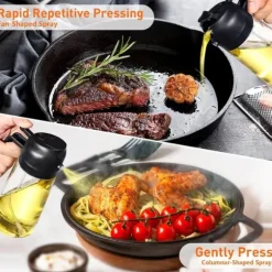 Auledio 470 ml Sprayflaska för Olja och Vinäger - 2-i-1 Oljesprayflaska för Matlagning, Grill och Bakning