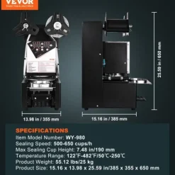 Automatisk koppförslutningsmaskin, dubbla driftslägen, läckagesäker teknik,svart