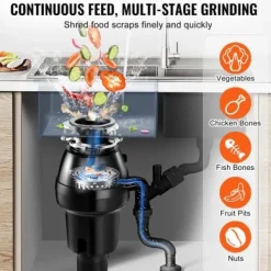 Avfallskvarn, 18.5x18.5x37 cm, rostfritt stål