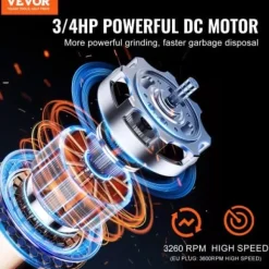 Avfallskvarn, 18.5x18.5x37 cm, rostfritt stål