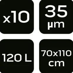 Avfallspåsar 120 L, bruna, 35 mic, 10 st.