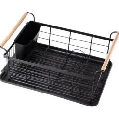 Avlopp Stor Stående Disktork Tallrikar Bestick Svart Metall XXL