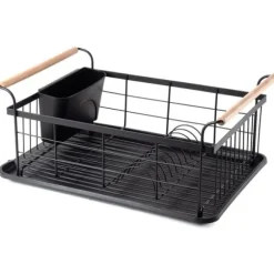 Avlopp Stor Stående Disktork Tallrikar Bestick Svart Metall XXL