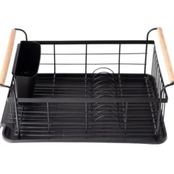 Avlopp Stor Stående Disktork Tallrikar Bestick Svart Metall XXL