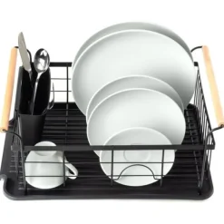 Avlopp Stor Stående Disktork Tallrikar Bestick Svart Metall XXL