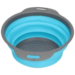 Avloppskorg Silikon Rund Hopfällbar Fruktavlopp Grönsakstvättkorg med Handtag för Hemkök Blå Stor