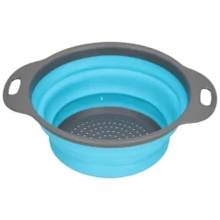Avloppskorg Silikon Rund Hopfällbar Fruktavlopp Grönsakstvättkorg med Handtag för Hemkök Blå Stor