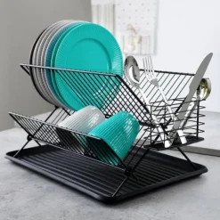 Avloppskärl för tallrikar, bestick, tallrikar, tvåplan, tvåplan, stående