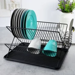 Avloppskärl för tallrikar, bestick, tallrikar, tvåplan, tvåplan, stående