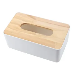 avtagbar furuöverdrag PP näsduksaskhållare för hemmabil/kontor (rektangel)