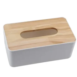 avtagbar furuöverdrag PP näsduksaskhållare för hemmabil/kontor (rektangel)