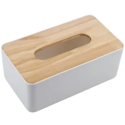 avtagbar furuöverdrag PP näsduksaskhållare för hemmabil/kontor (rektangel)