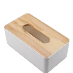 avtagbar furuöverdrag PP näsduksaskhållare för hemmabil/kontor (rektangel)