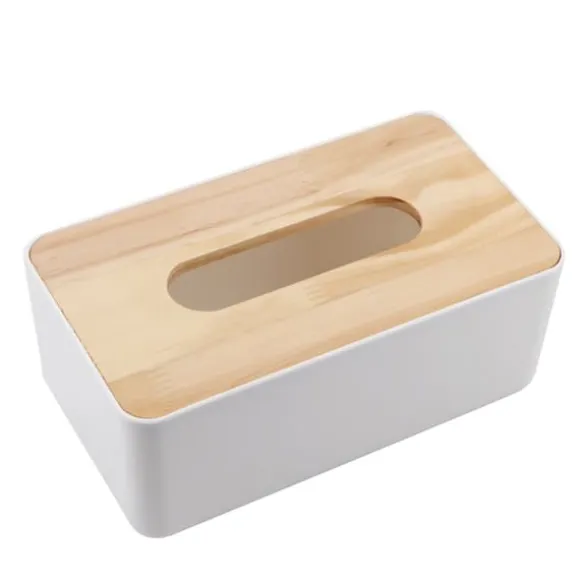 avtagbar furuöverdrag PP näsduksaskhållare för hemmabil/kontor (rektangel)