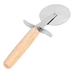 Bambu Pizza Fatär med Inox Pizzaskärare För Precisionsskärning Cheffinger Ljusbrun