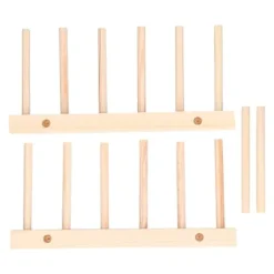 Bambu Skål tallrik Lätt bärbar Miljövänlig Slitstark Tall Trä Diskställ 5 Galler 23 cm