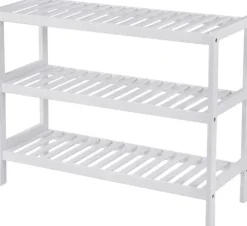 Bambu skohylla / förvaringsställe - Vit 70x55x26 cm