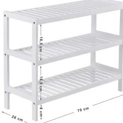 Bambu skohylla / förvaringsställe - Vit 70x55x26 cm