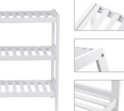 Bambu skohylla / förvaringsställe - Vit 70x55x26 cm