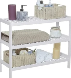 Bambu skohylla / förvaringsställe - Vit 70x55x26 cm