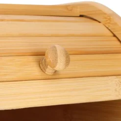 Bambuskasse för Bröd Naturlig Med Skjutöppning Kompakt Ultra Praktisk Cheffinger Ljus Brun