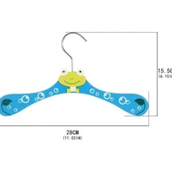 Barngalgar 12-pack, tecknade träkrokar för babykläder och byxor. Djurmönster.
