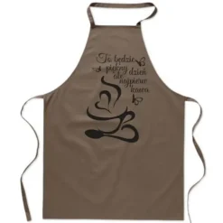 Beige FÖRKLÄDE MED TRYCK kök BEAUTIFUL DAY FIRST COFFEE herr dam