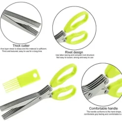5-bladiga köksörtsaxar Multipurpose örtsaxar med rengöringskam, för kyckling, fågel, kött, [834]