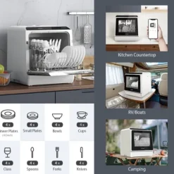 BlitzHome APP Mini Bordsdiskmaskin Diskmaskin Dubbel vatteninloppsdiskmaskin