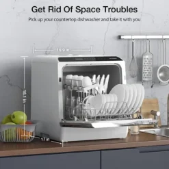 BlitzHome APP Mini Bordsdiskmaskin Diskmaskin Dubbel vatteninloppsdiskmaskin