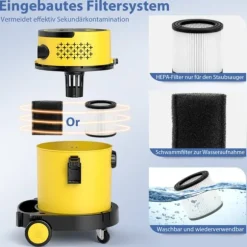 Blöt- och torrsug, 44,5x35x50 cm, Gul och Svart