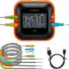 Bluetooth BBQ-termometer, stor HD-display, 4 prober,Som bild