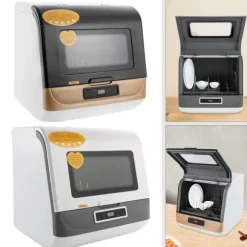 Bänkdiskmaskin DWS-T05, portabel mini, vit, 220V 800W, med vattenslang