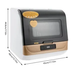 Bänkdiskmaskin DWS-T05, portabel mini, vit, 220V 800W, med vattenslang