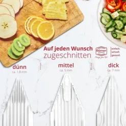 Borner Mandolin V3 Special | 7-delat set | 5 skärtjocklekar | Lämplig som pommes fritesskärare | BPA-fri och rostfri | Vit