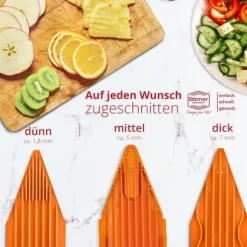 Borner Mandolin V3 Special | 7-delat set | 5 skärtjocklekar | Lämplig som pommes fritesskärare | BPA-fri och rostfri | orange