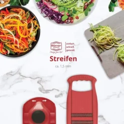 Borner Original Roko Powerline - grönsaks- och fruktskärare för fina remsor Julienne remsor set med frukthållare