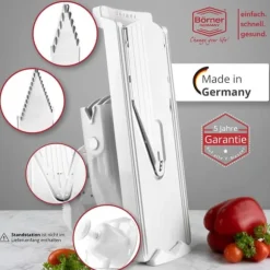 Borner V3 köksskärare med hållare & multibox rivjärn, potatisskivare