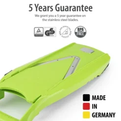 Borner V5 PowerLine Mandolin Slicer 7-1 Set Starter Set, Grönsaksskärare med Säkerhetsinlägg, Slice Insert, 2 Blad Inserts, Food Safety Holdare och Mu | CDON