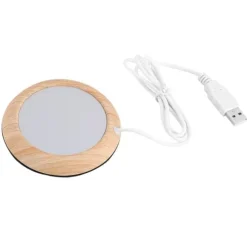 Bright Wood Grain USB Cup Warmer: Håll din dryck varm