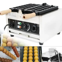 Bubbelvåffeljärn - Professionellt elektriskt - 1500 W - Non-stick - 180° roterbart - Temp 50–300°C - 220 V - Svart/Silver