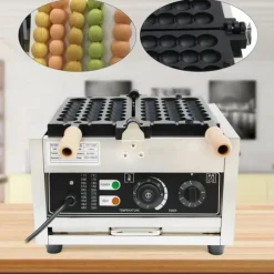 Bubbelvåffeljärn, bollformat, elektrisk 1500 W, non-stickbeläggning, för kommersiellt bruk