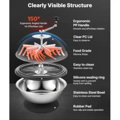 Bud Leaf Bowl Trimmer, 60x60x53.5 cm, Rostfritt stål, Manuell skärmaskin
