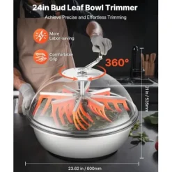 Bud Leaf Bowl Trimmer, 60x60x53.5 cm, Rostfritt stål, Manuell skärmaskin