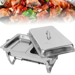 Buffévarmhållare, chafing dish med 3 fack, kapacitet över 5 L, 410 rostfritt stål, portabel för fest